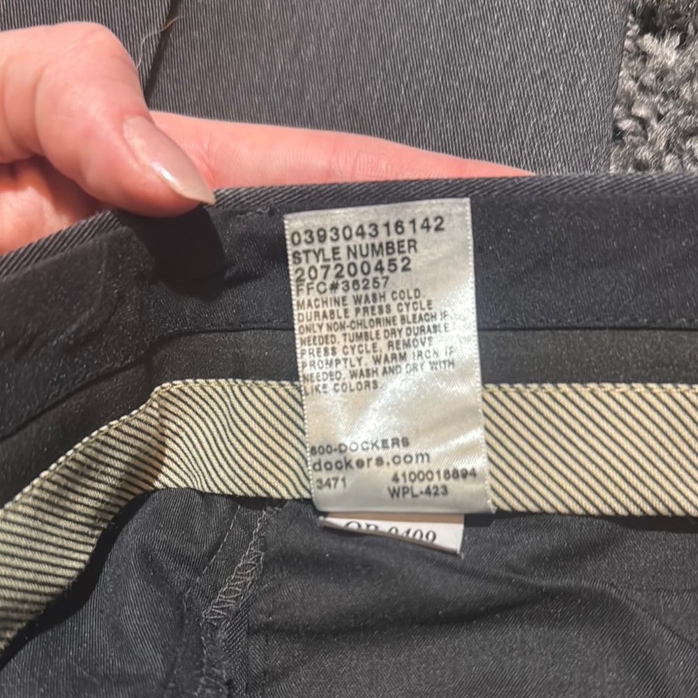 Dark Gray Men’s Relaxed Fit Flat Front Dress Pants with Belt Loops by Dockers - Picture 8 of 10